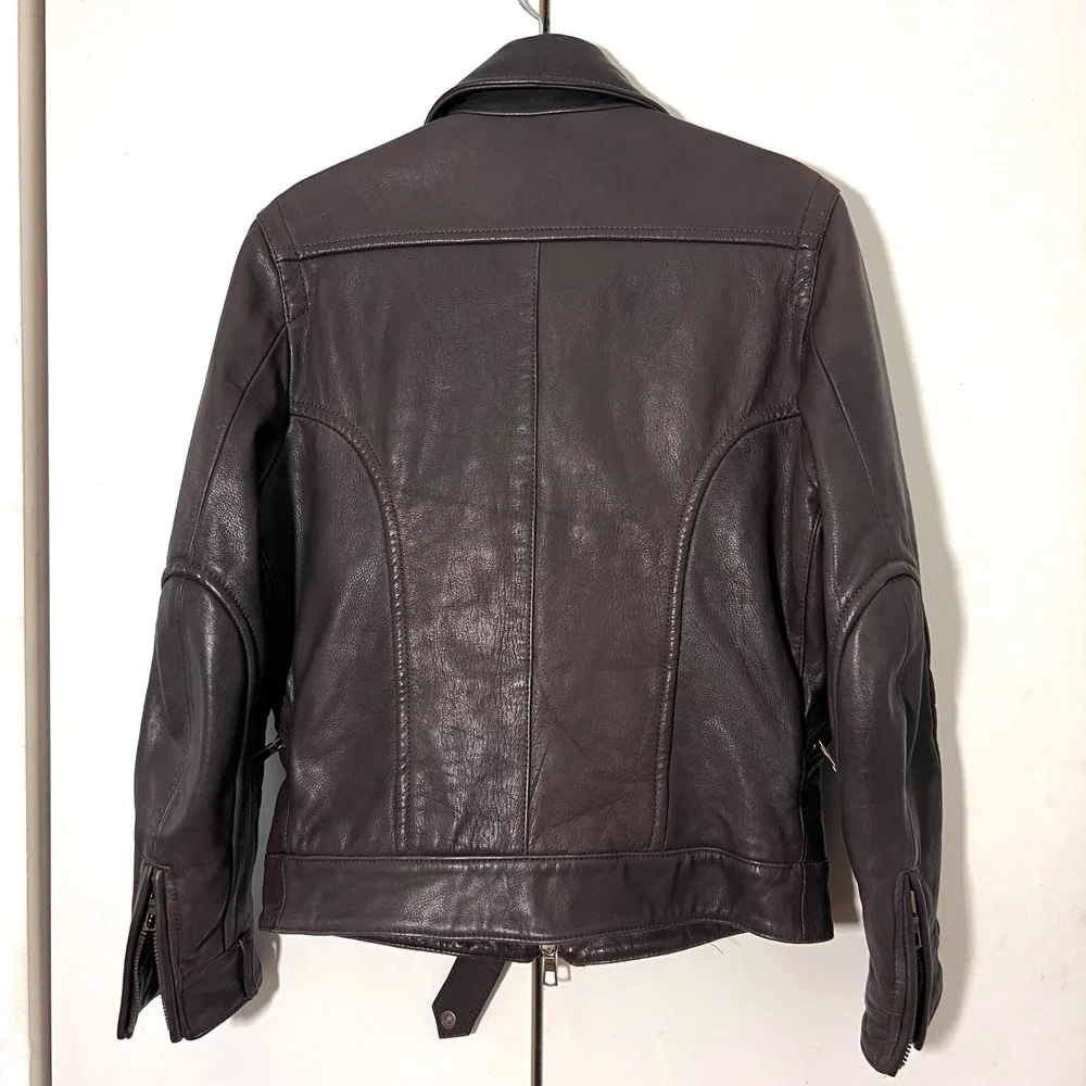 Gazzarini Italy Moto Jacket Mens 48 IT Brown Genuine‎ Italian Leather Classic